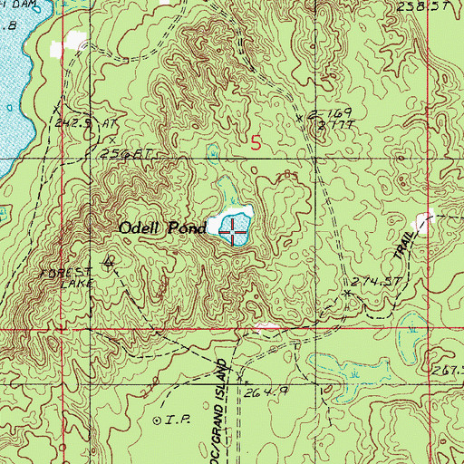 Topographic Map of Odell Pond, MI