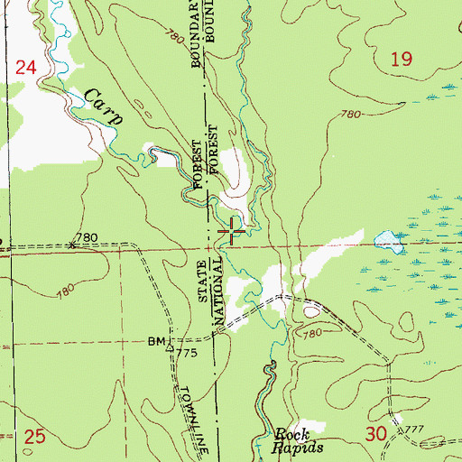Topographic Map of Ozark Creek, MI