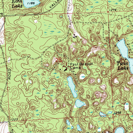 Topographic Map of Paul Bunyon Camp, MI