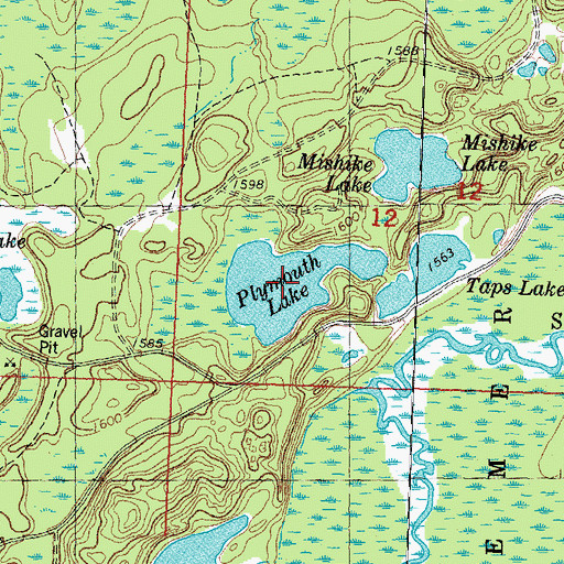 Topographic Map of Plymouth Lake, MI