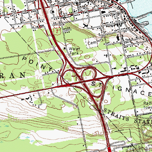 Topographic Map of Point Saint Ignace, MI