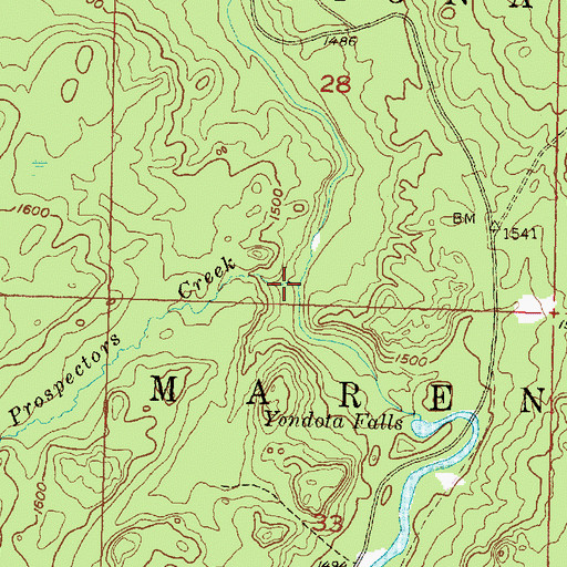 Topographic Map of Prospectors Creek, MI