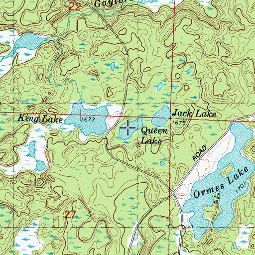 Topographic Map of Queen Lake, MI