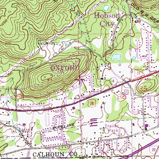 Topographic Map of Bettaview Congregational Church, AL