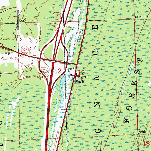Topographic Map of Rogers Park, MI