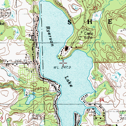 Topographic Map of Ryerson Lake, MI