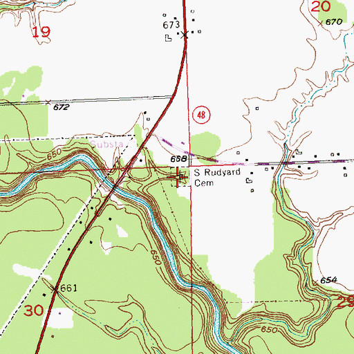 Topographic Map of Saint Rudyard Cemetery, MI