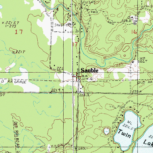 Topographic Map of Sauble, MI