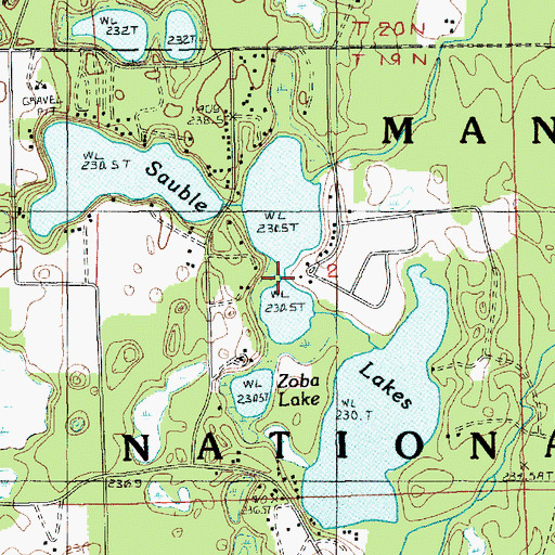 Topographic Map of Sauble Lakes, MI