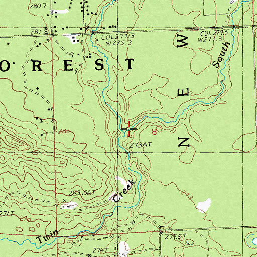 Topographic Map of South Branch Twin Creek, MI