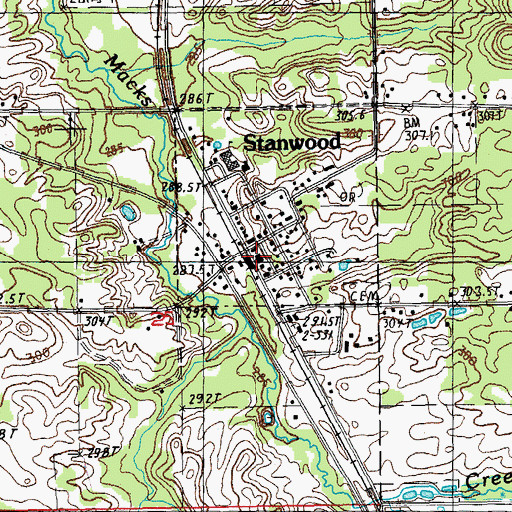 Topographic Map of Stanwood, MI