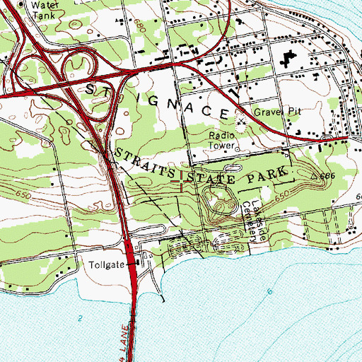 Topographic Map of Straits State Park, MI