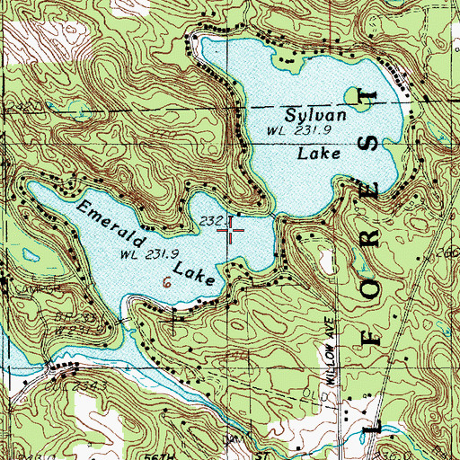 Topographic Map of Sylvan Lake, MI