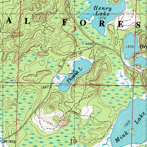 Topographic Map of Thrush Lake, MI
