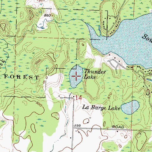 Topographic Map of Thunder Lake, MI