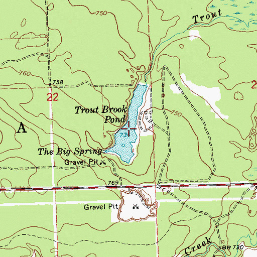 Topographic Map of Trout Brook Pond, MI