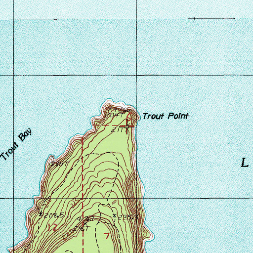 Topographic Map of Trout Point, MI