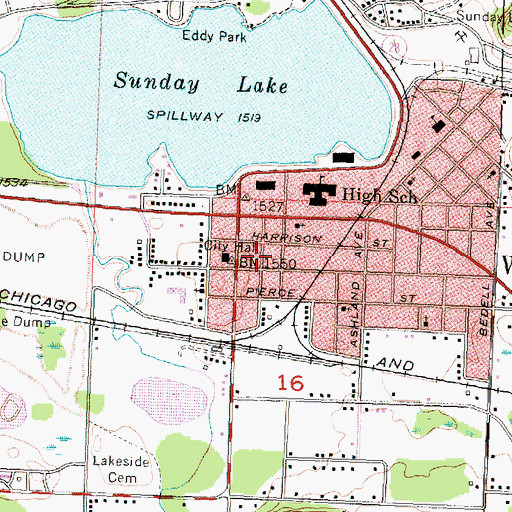 Topographic Map of Wakefield, MI