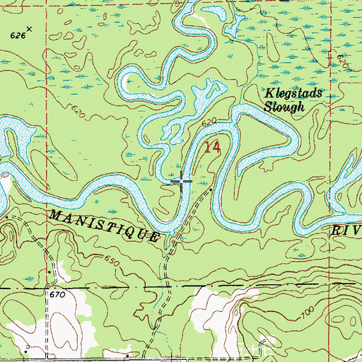 Topographic Map of West Branch Manistique River, MI