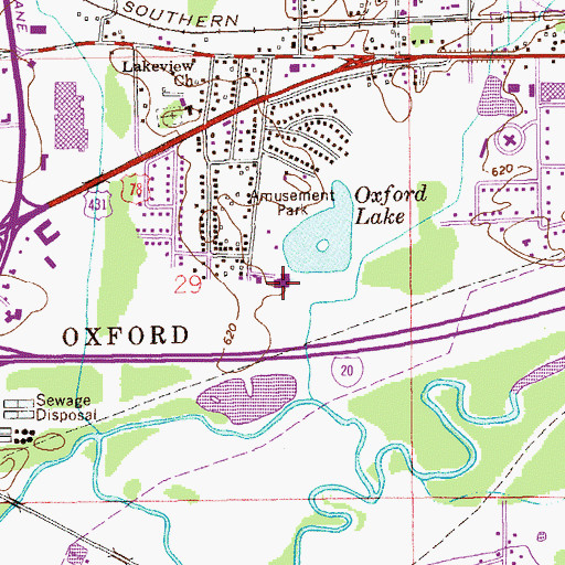 Topographic Map of Oxford Civic Center, AL