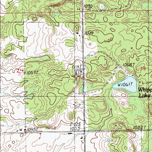 Topographic Map of Whipple Cemetery, MI
