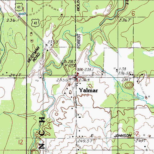 Topographic Map of Yalmar, MI