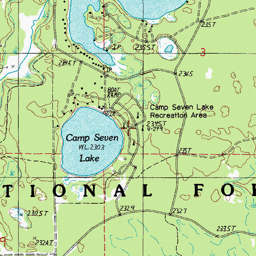 Topographic Map of Camp Seven Lake Campground, MI