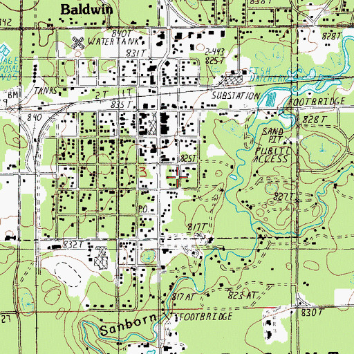 Topographic Map of Baldwin District Ranger Office, MI