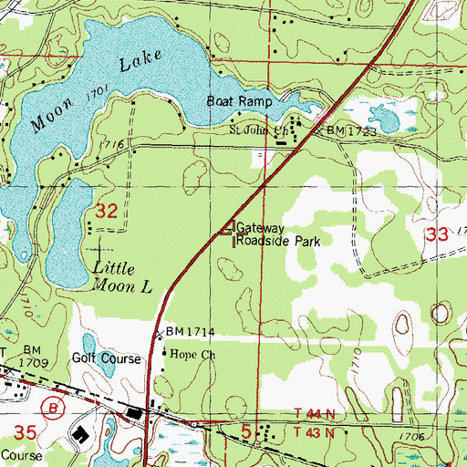 Topographic Map of Gateway Roadside Park, MI