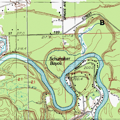 Topographic Map of Schumaker Bayou, MI