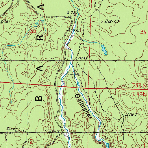 Topographic Map of Gallagher Creek, MI
