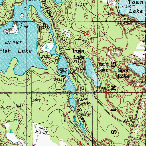 Topographic Map of Wide Water Campground, MI