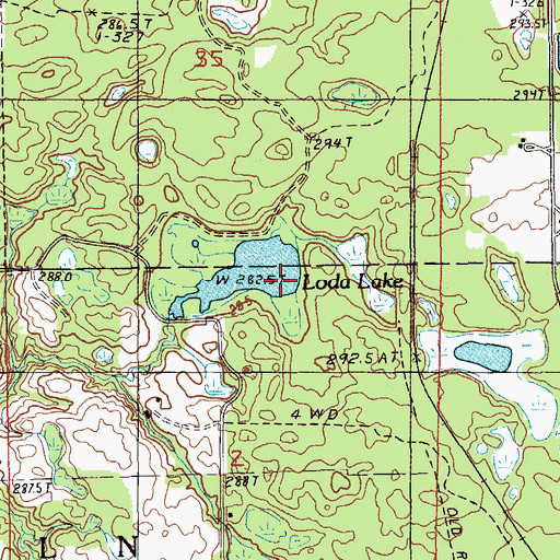 Topographic Map of Loda Lake Wildflower Sanctuary, MI