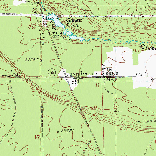 Topographic Map of Garletts Corner, MI