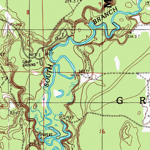 Topographic Map of Podunk Canoe Access, MI