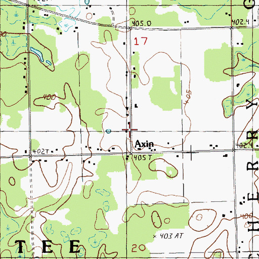Topographic Map of Axin, MI