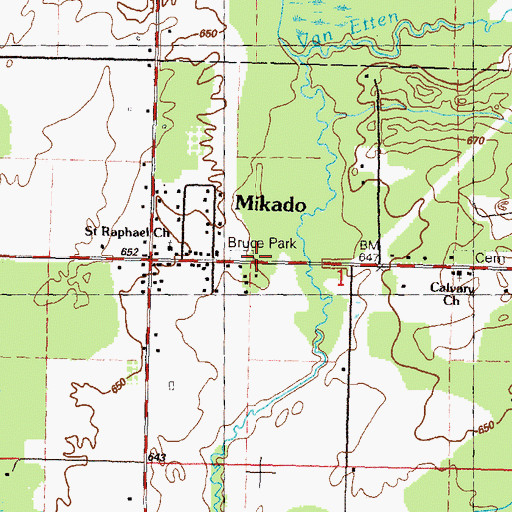 Topographic Map of Bruce Park, MI