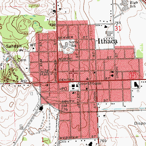 Topographic Map of Gratiot County, MI