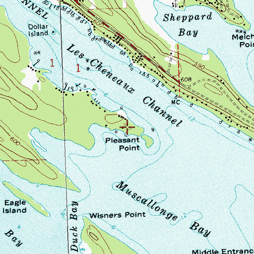 Topographic Map of Pleasant Point, MI