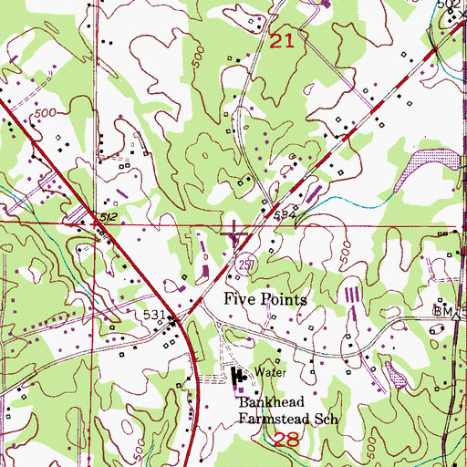Topographic Map of Farmstead Baptist Church, AL
