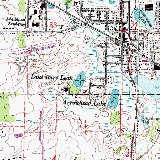 Topographic Map of Lake Bars Leak, MI