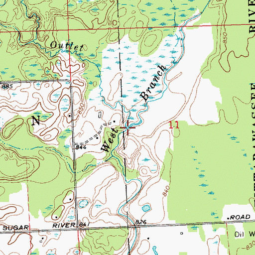Topographic Map of Lake Four Outlet, MI