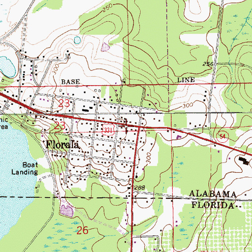 Topographic Map of First Lutheran Church, AL