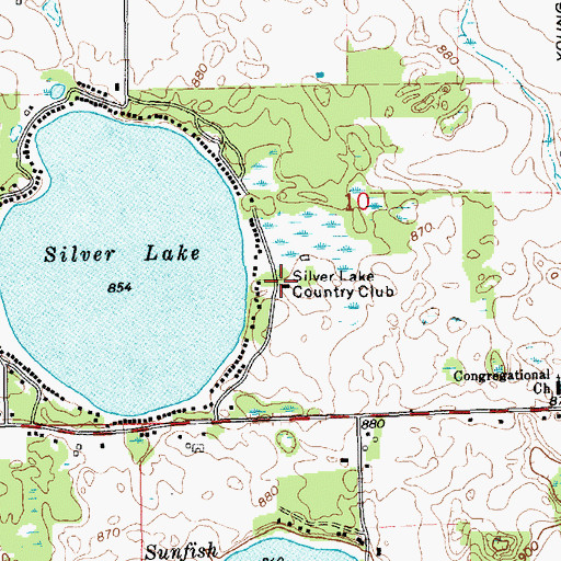 Topographic Map of Silver Lake Country Club, MI