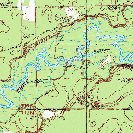 Topographic Map of Diamond Access Canoe Landing, MI
