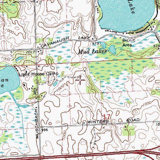 Topographic Map of Winters Field, MI