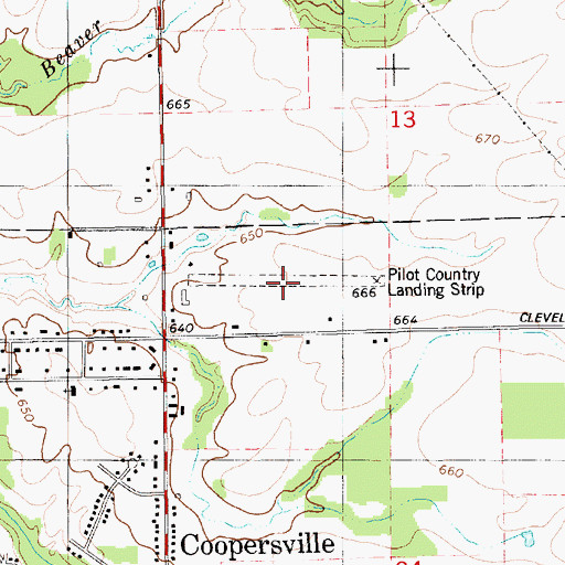 Topographic Map of Coopersville Airport (historical), MI