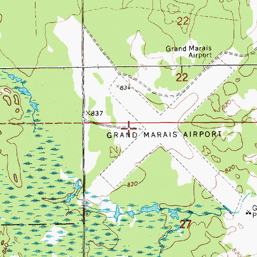 Topographic Map of Grand Marais Airport, MI
