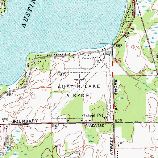 Topographic Map of Austin Lake Airport (historical), MI