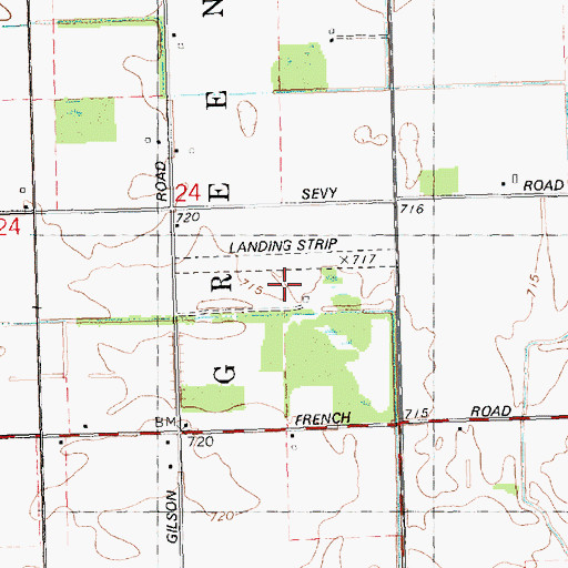 Topographic Map of Tripp Creek Airport, MI